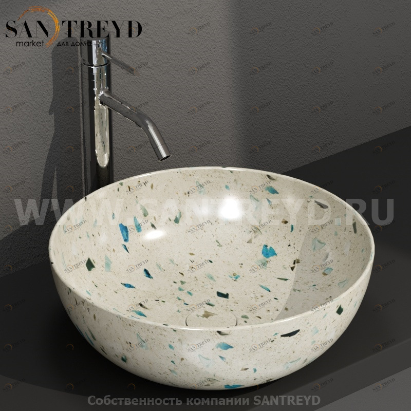 B6T45GB Накладная раковина на столешницу  круглая Ceramica Globo T-EDGE