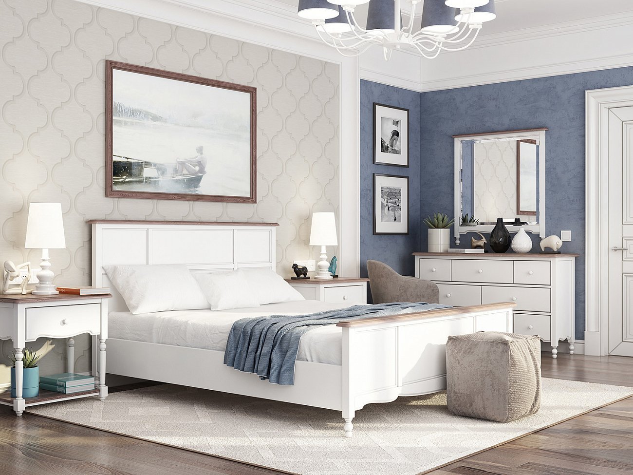Зеркало настенное прямоугольное белое Leblanc THE WERBY LEBLANC 00-3970689 Белый Santreyd  - Вид №1