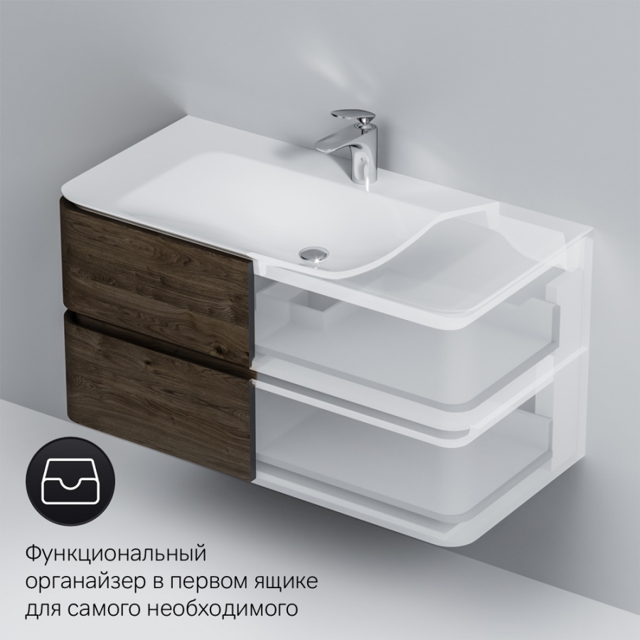M30FHX1002TF База под раковину подвесная 100 см ящики табачный дуб текстурированная AM.PM Sensation - Вид №3
