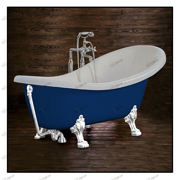 Ванна Akcjum Rectime 160 WR-03-01-KB-C овальная синяя с белыми ножками WR0301KBC