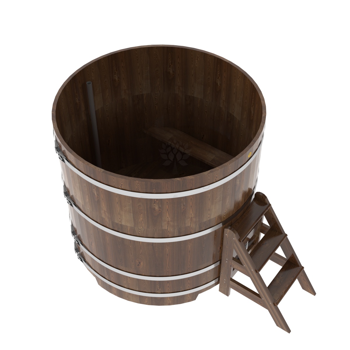 1526 Купель круглая из сращенных ламелей лиственницы d=1,50х1,4 морёная Alyarus  - Вид №2