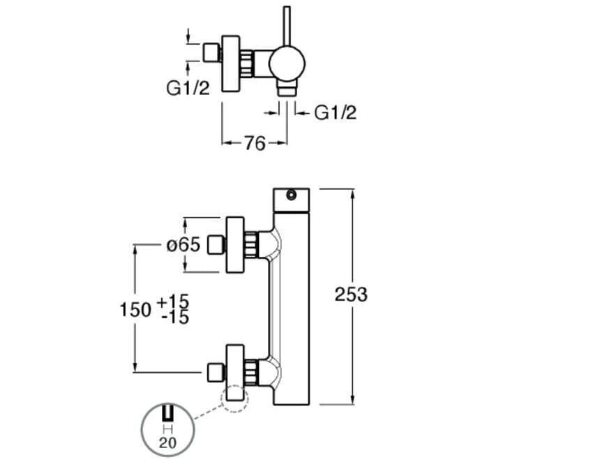Однорычажный открытый смеситель для душа CRISTINA Rubinetterie Phi ARCH-00139291 - Вид №2