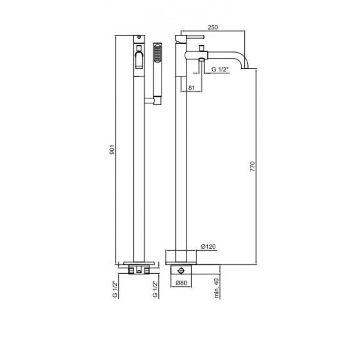 EL851101560 Смеситель для ванны с душем Webert Elio - Вид №1
