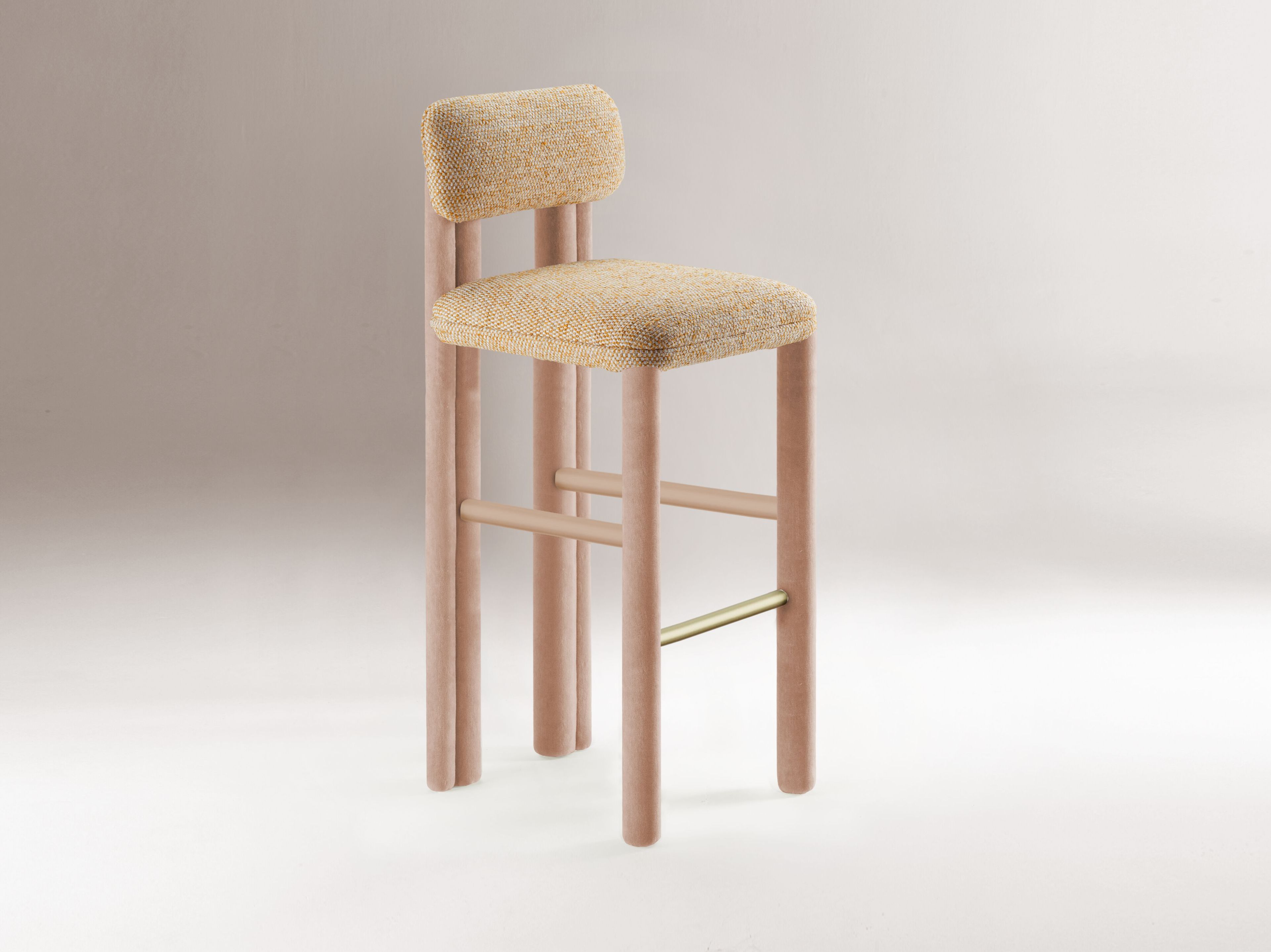 Тканевый мягкий барный стул с подставкой для ног DOOQ Camelia ARCH-00070277 - Вид №1