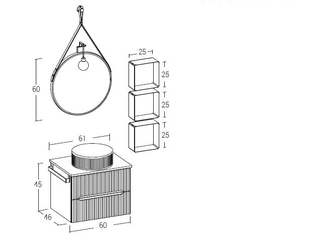 Деревянный одиночный подвесной умывальник с ящиками LEGNOBAGNO Verso ARCH-00001401 - Вид №2