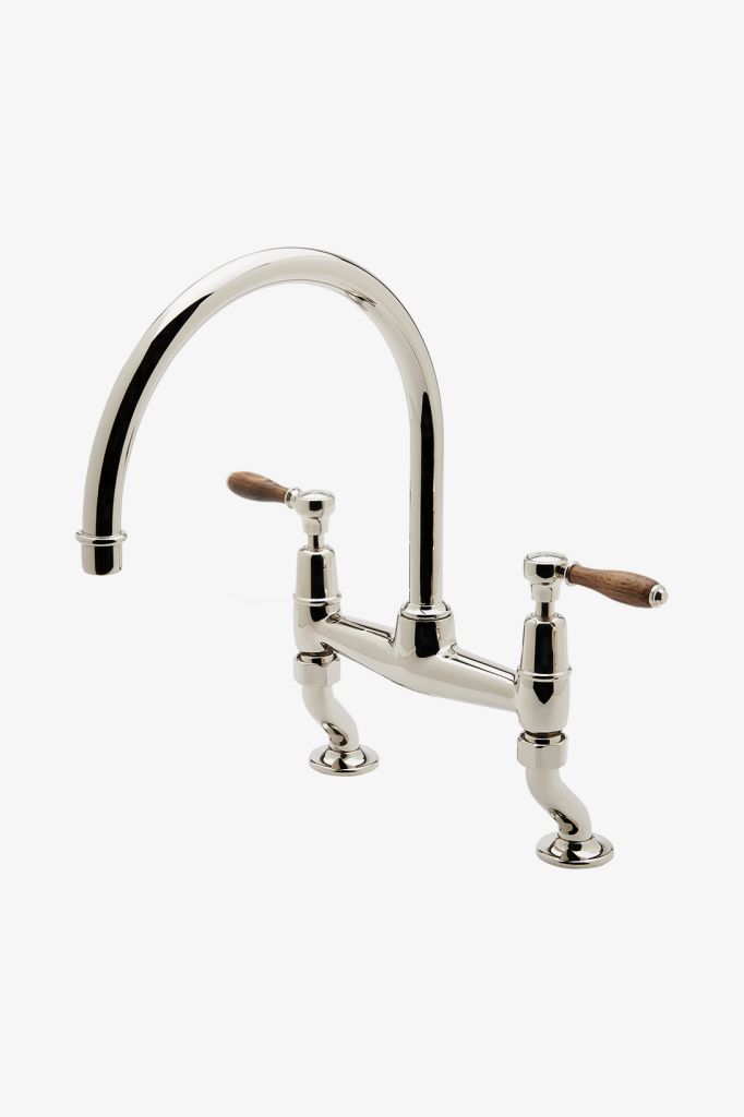 EAKM05 Смеситель для кухни Gooseneck с двумя отверстиями Easton Classic, ручки из дуба Waterworks 