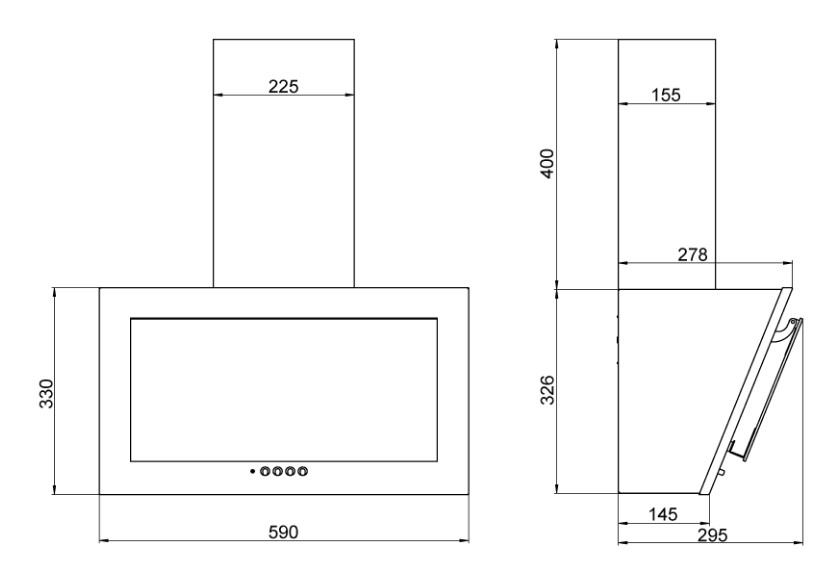 5334426 Вытяжка наклонная ELIKOR Коралл 60П-430-К3Д черный/черный STDN-0071126 - Вид №11