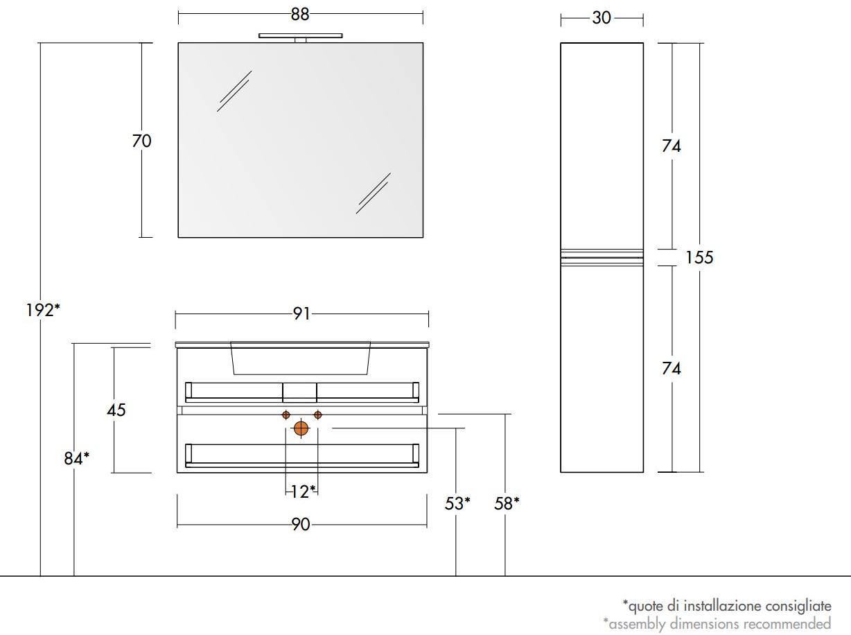 LEGNOBAGNO Подвесной шкаф для ванной с ящиками и зеркалом Express sun-id-1471939 - Вид №3