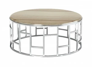 Журнальный столик круглый с бежевым мрамором и металлической основой Plump Silver Brown PUSHA PUSHA 062910 Бежевый;хром