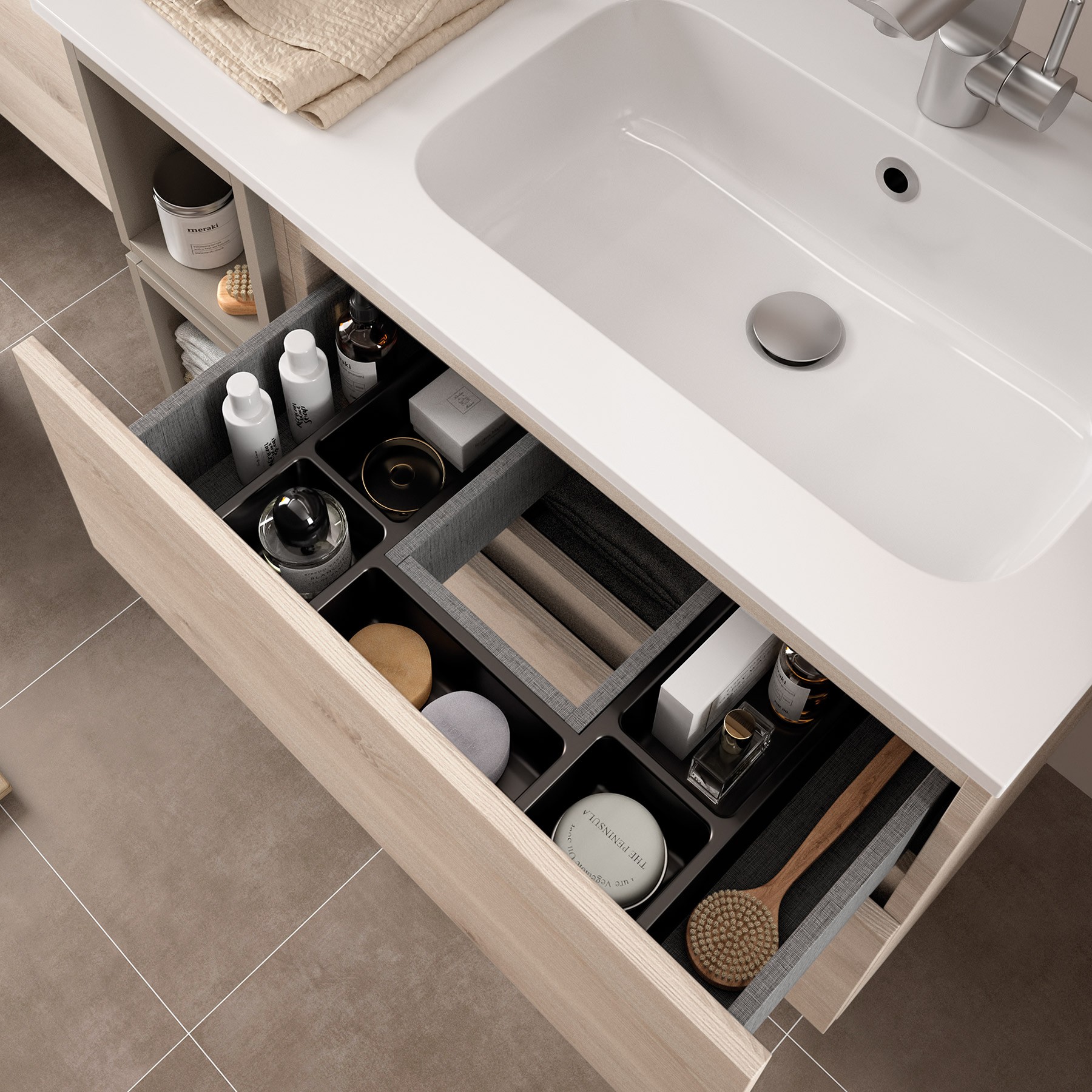 23327 SALGAR Мебель для умывальника FUSSION LINE 800 2 ящика NATURAL 797 x 540 x 450 мм Естественный - Вид №2