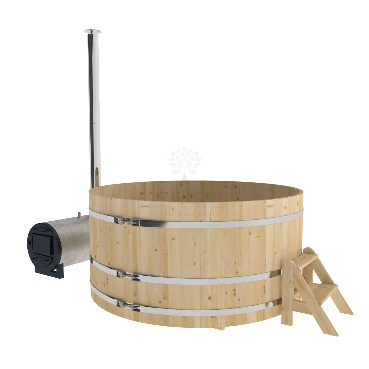 1617 Фурако из кедра D=2.1 с наружной печкой. Высота 1,0м. Исполнение "Стандарт". Alyarus 