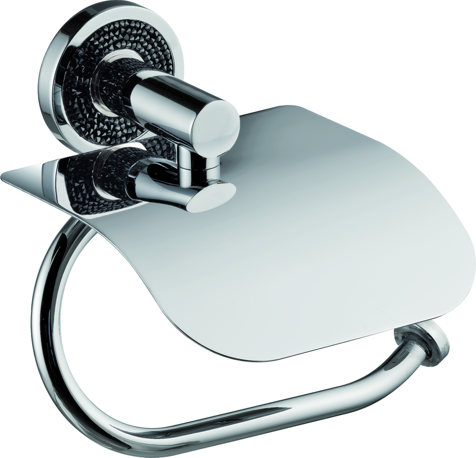 H2014/06B Sanibano Ebano, бумагодержатель с крышкой, цвет хром-кристаллы Swarovski black 