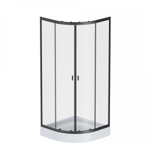 W88E-205-080BT Twin Slide Душевое ограждение c поддоном 80x80 профиль черный AM.PM X-Joy