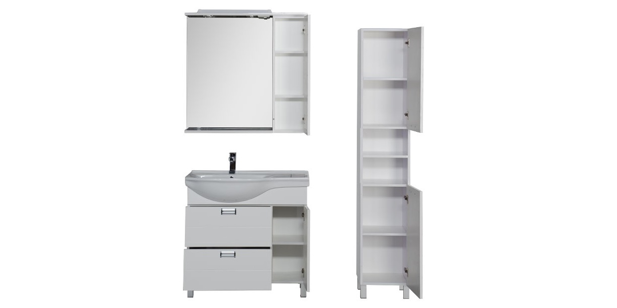 Комплект мебели Aquanet Сити 90 L белый 00177535 - Вид №3