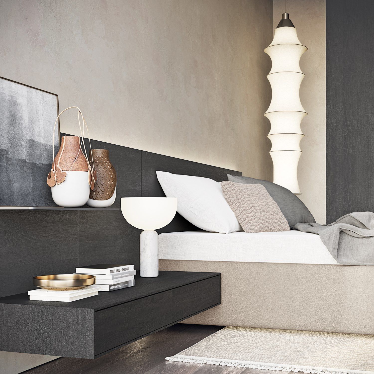 Деревянное изголовье со встроенными тумбочками для двуспальной кровати Dall'Agnese Square ARCH-00029804 - Вид №2