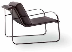 Sovet italia Мягкое кожаное кресло с подлокотниками Bugatti