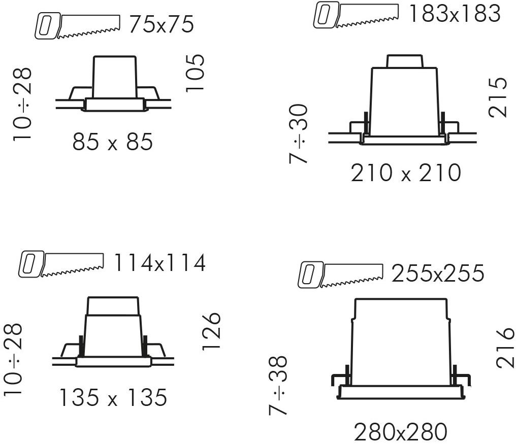 SIMES Встраиваемый квадратный светильник Zip sun-id-1477779 - Вид №3