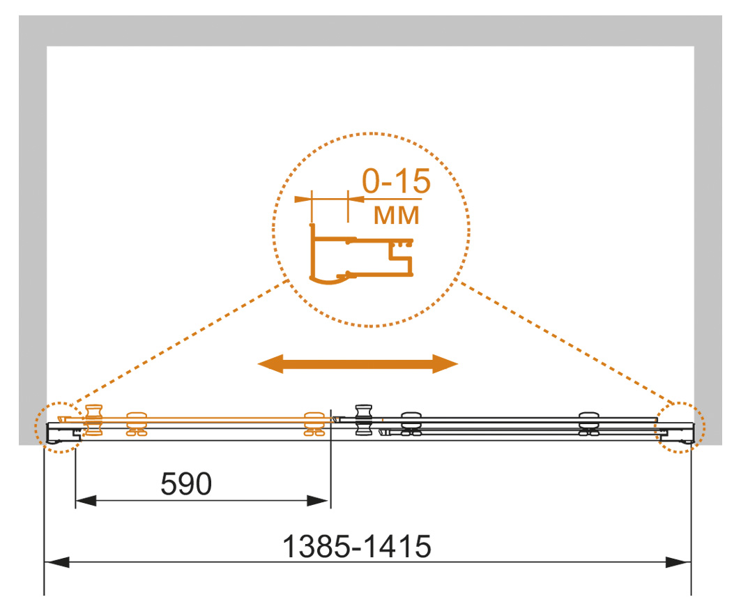 Душевая дверь в нишу CEZARES PRATICO-BF-1-140-C-Cr - Вид №7