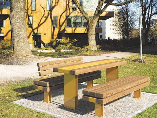 VESTRE Прямоугольный стол для общественных мест из стали и дерева Kong sun-id-1457531 - Вид №2