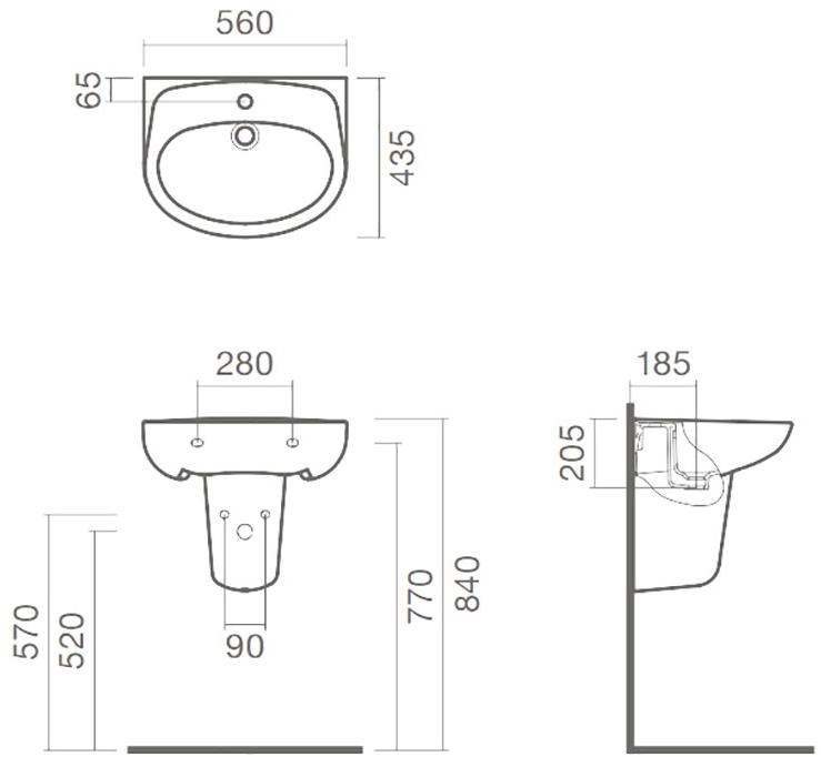 Раковина подвесная 56 Sanitana MUNIQUE S10073017200000  - Вид №2