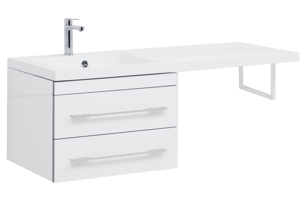 Тумба с раковиной Aquanet Верона 120 L белый (подвесная, 2 ящика) 0017666700239565 - Вид №6