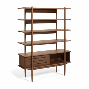 109383 Carolin in veneered walnut shelf unit 130 x 169 cm La Forma