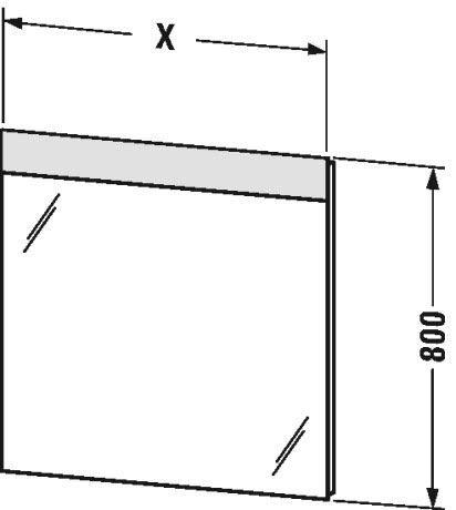 DS746703737 Зеркало с подсветкой DuraStyle #DS7467 600 x 40 мм Белый алюминий, декор Duravit - Вид №3