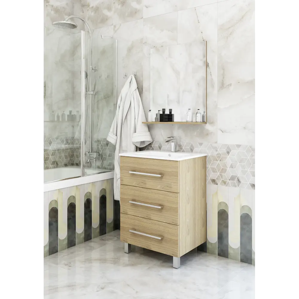 Тумба под раковину напольная Sanflor «Мадрид» 60x84 см цвет вяз STLM-2160003 - Вид №4