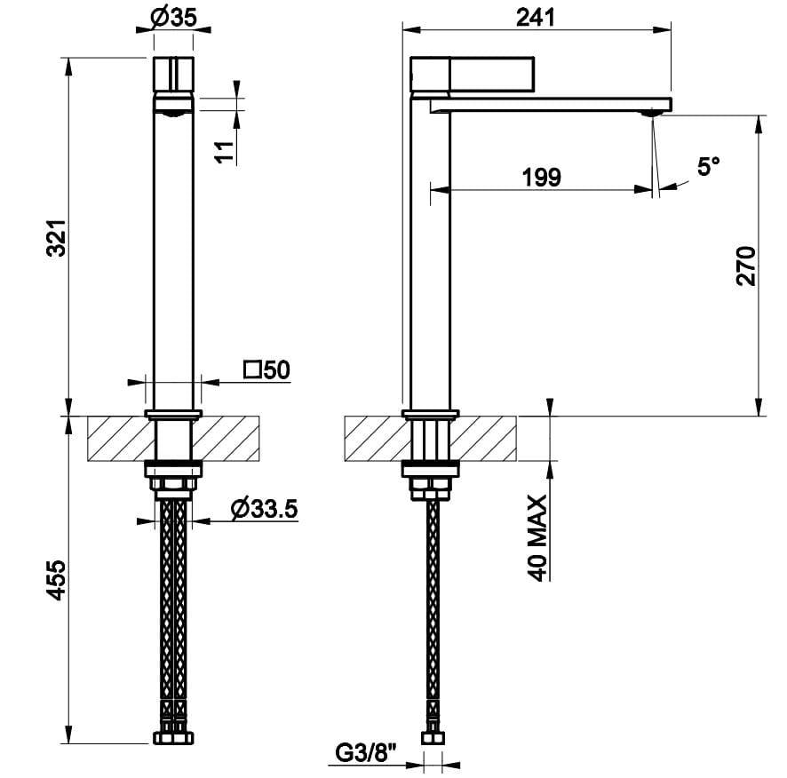 Высокий смеситель для раковины из хромированной латуни Gessi обратный ARCH-00103073 - Вид №2
