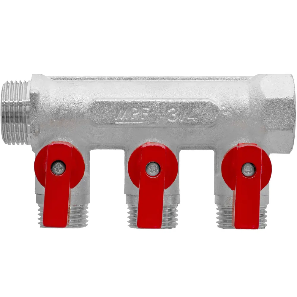 Коллектор с кранами MPF на 3 выхода 3/4"x1/2" наружная резьба 87886411 STLM-2117350 