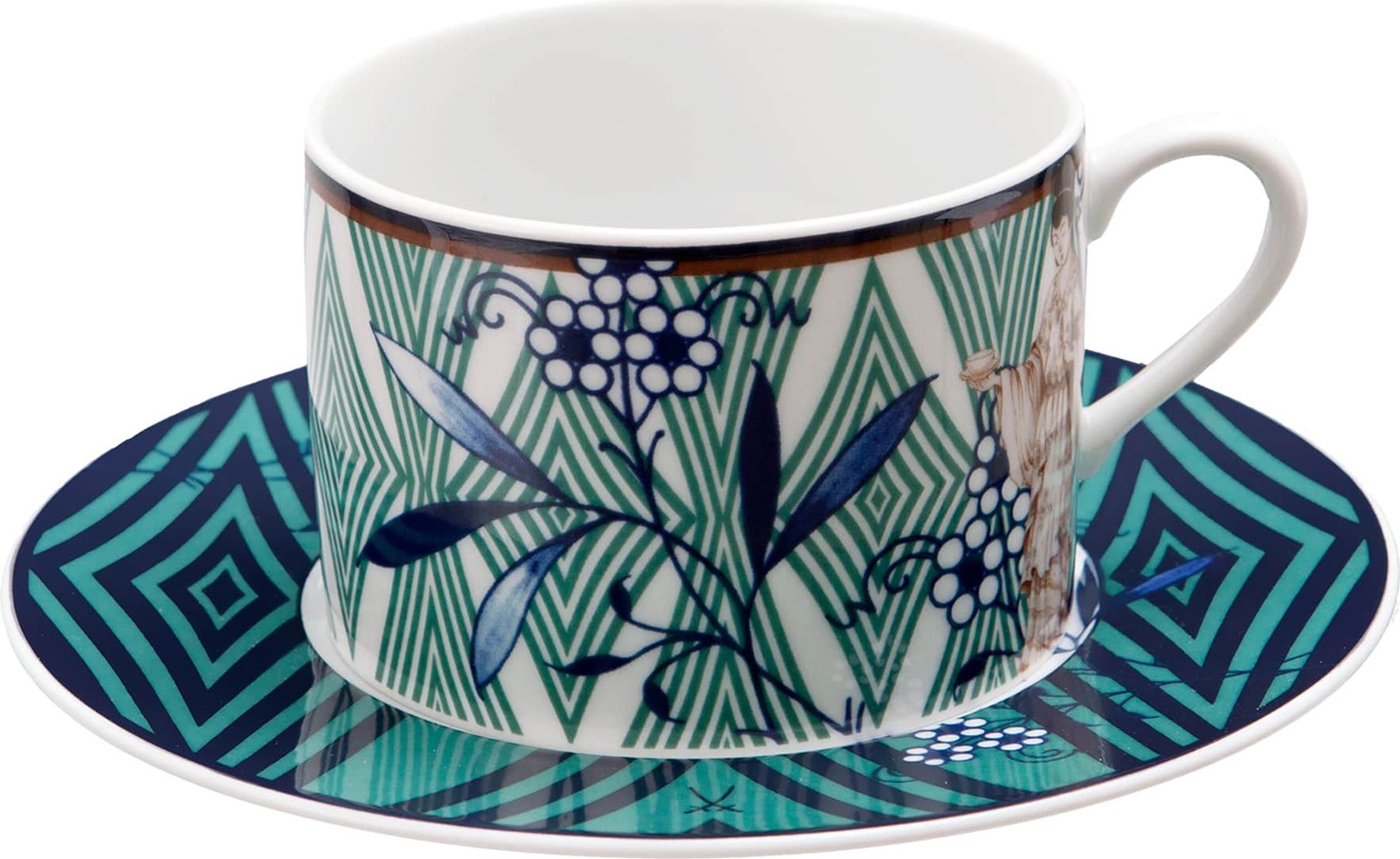 10663830 Meissen Чашка для капучино с блюдцем Meissen "Коллаж. Благородный Китай" 250мл, п/к Фарфор 