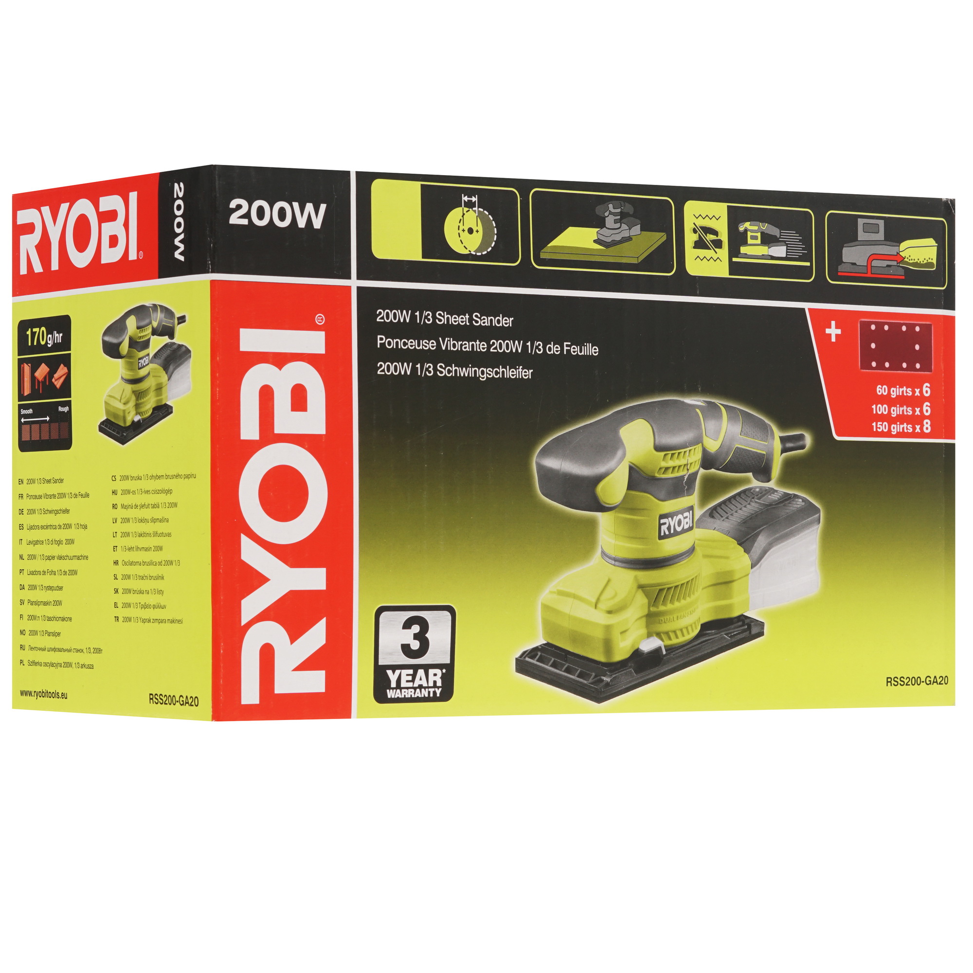 Виброшлифовальная машина Ryobi RSS200-GA20 8146222 STDN-0059505 - Вид №7