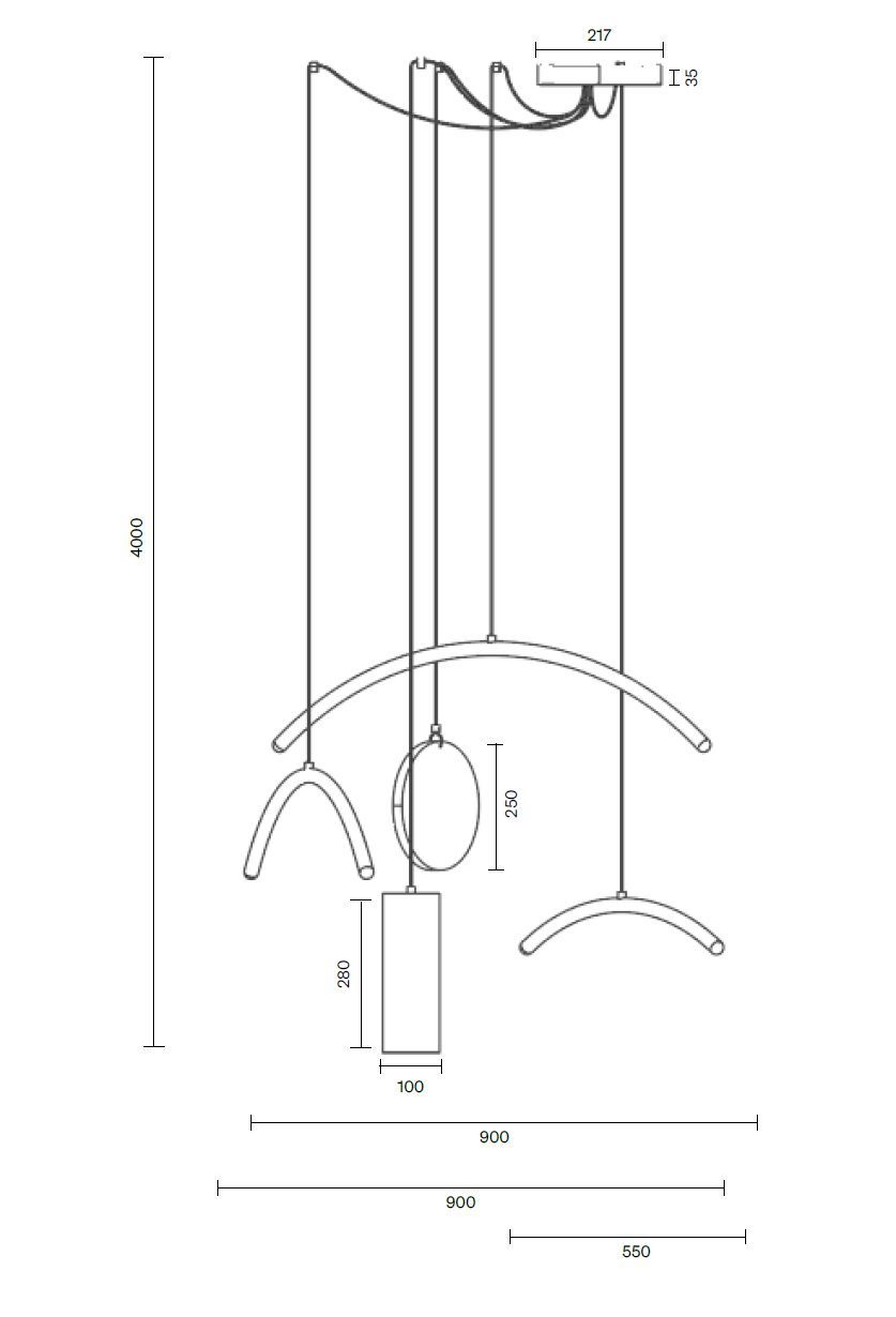 Стеклянный и стальной светодиодный подвесной светильник Pholc DREAM CATCHER ARCH-00107364 - Вид №19