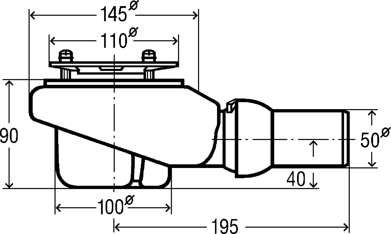 Канализационная арматура  Сифоны для ванн и душевых поддонов  Сифоны для душевых поддонов VIEGA 559 991 Модель 6960.1 Santreyd  - Вид №2