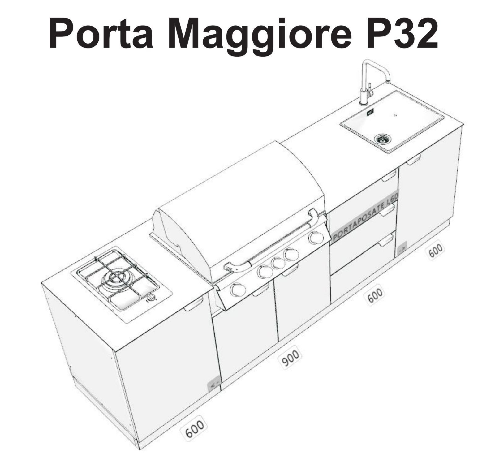 Газовая плита из нержавеющей стали с барбекю OF outdoorkitchens Porta Maggiore ARCH-00088488 - Вид №10