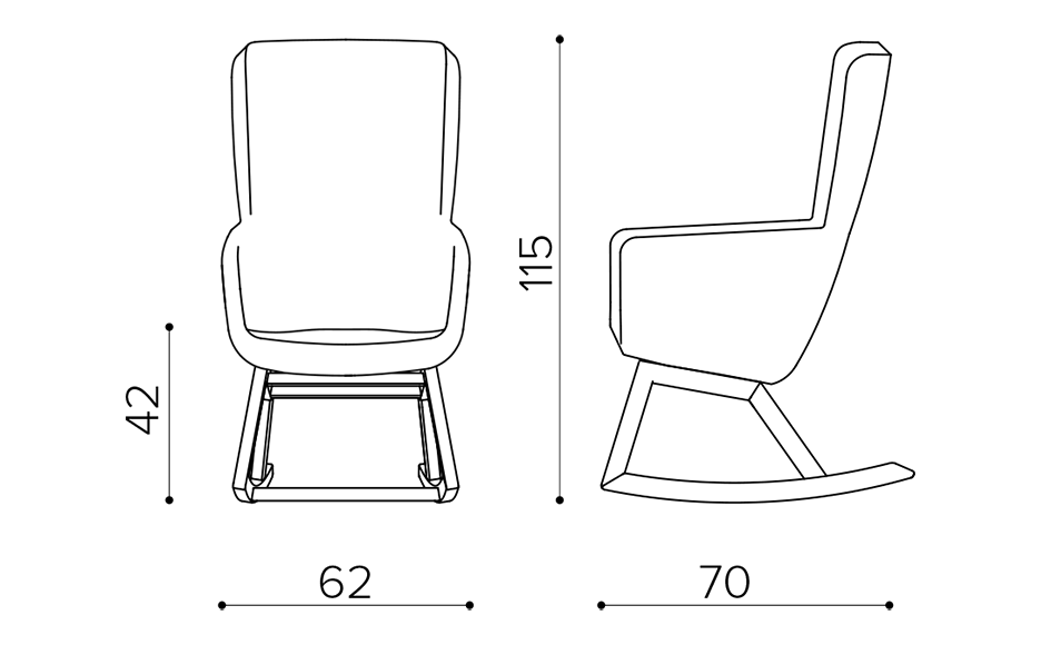 AA609R high-backrest small armchair, swivel wooden base True Design Arca - Вид №1