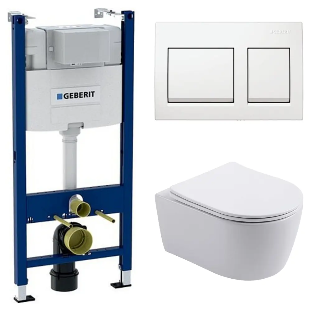 Комплект инсталляции Geberit Alpha с безободковым унитазом Aquatek Европа клавиша Geberit Alpha белая 89444645 STLM-2137571