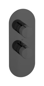 Комплект пластины и ручки Термостатическая виниловая односторонняя вертикальная эллиптическая пластина WE ARE IB eua112cfnvn Black Chrome Aqua