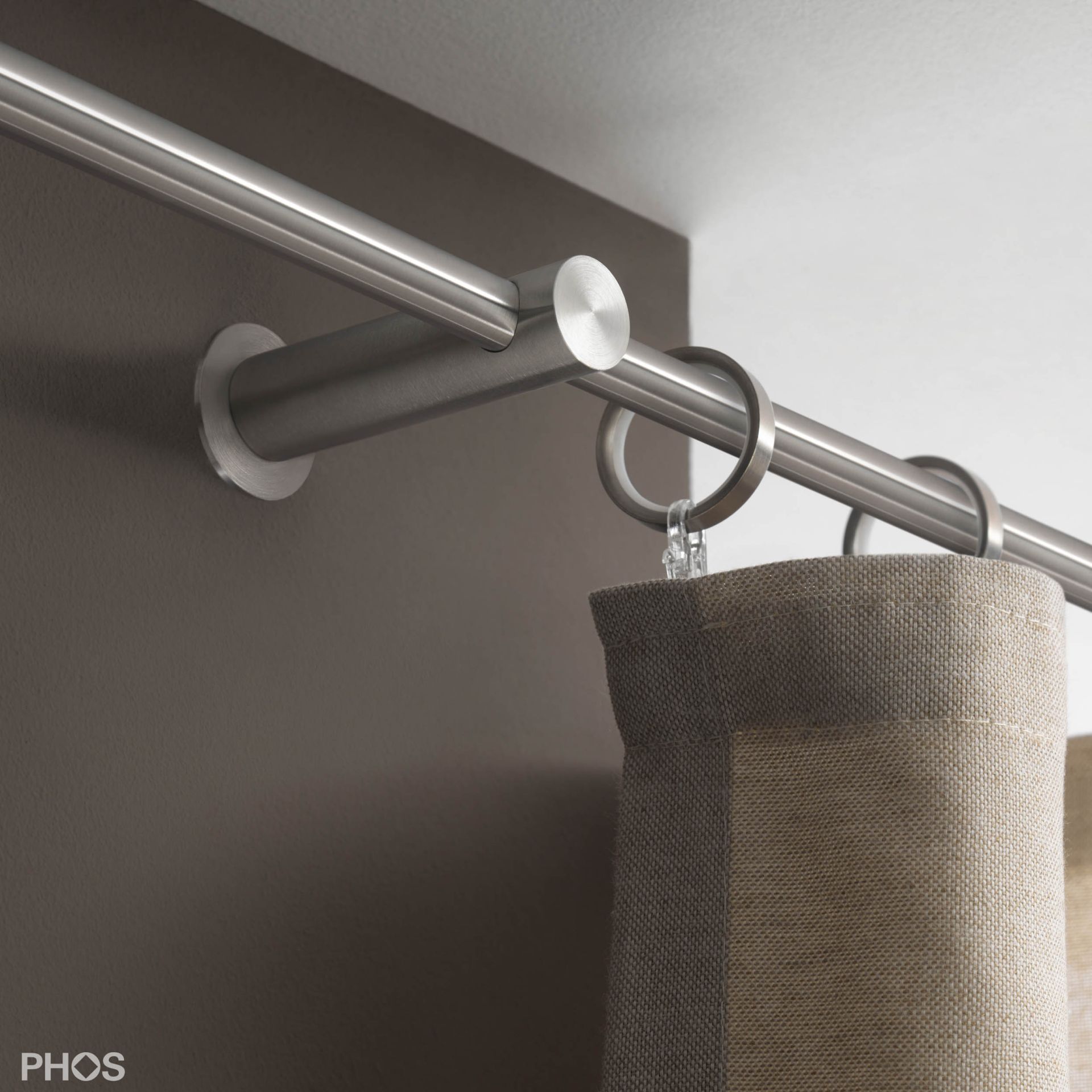 VS20-80E3200 Комплект карнизов: 320 см с 2 концевыми кронштейнами и 1 кронштейном в качестве центральной опоры (небольшое расстояние от стены) PHOS  - Вид №2