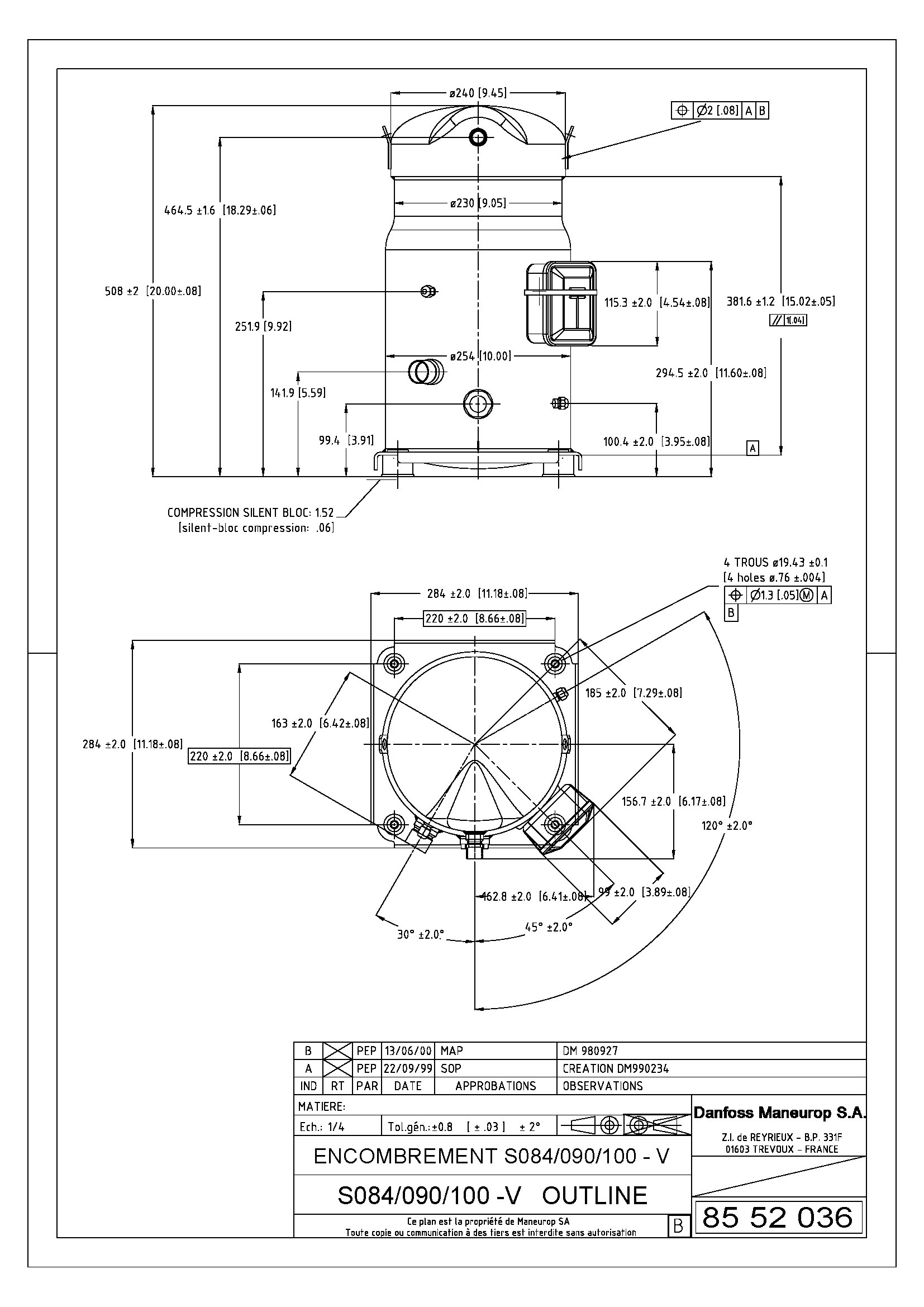 Danfoss SZ — Герметичные спиральные компрессоры, R134a, R407C SZ110-4VI компрессор спиральный SZ110-4VI  - Вид №14