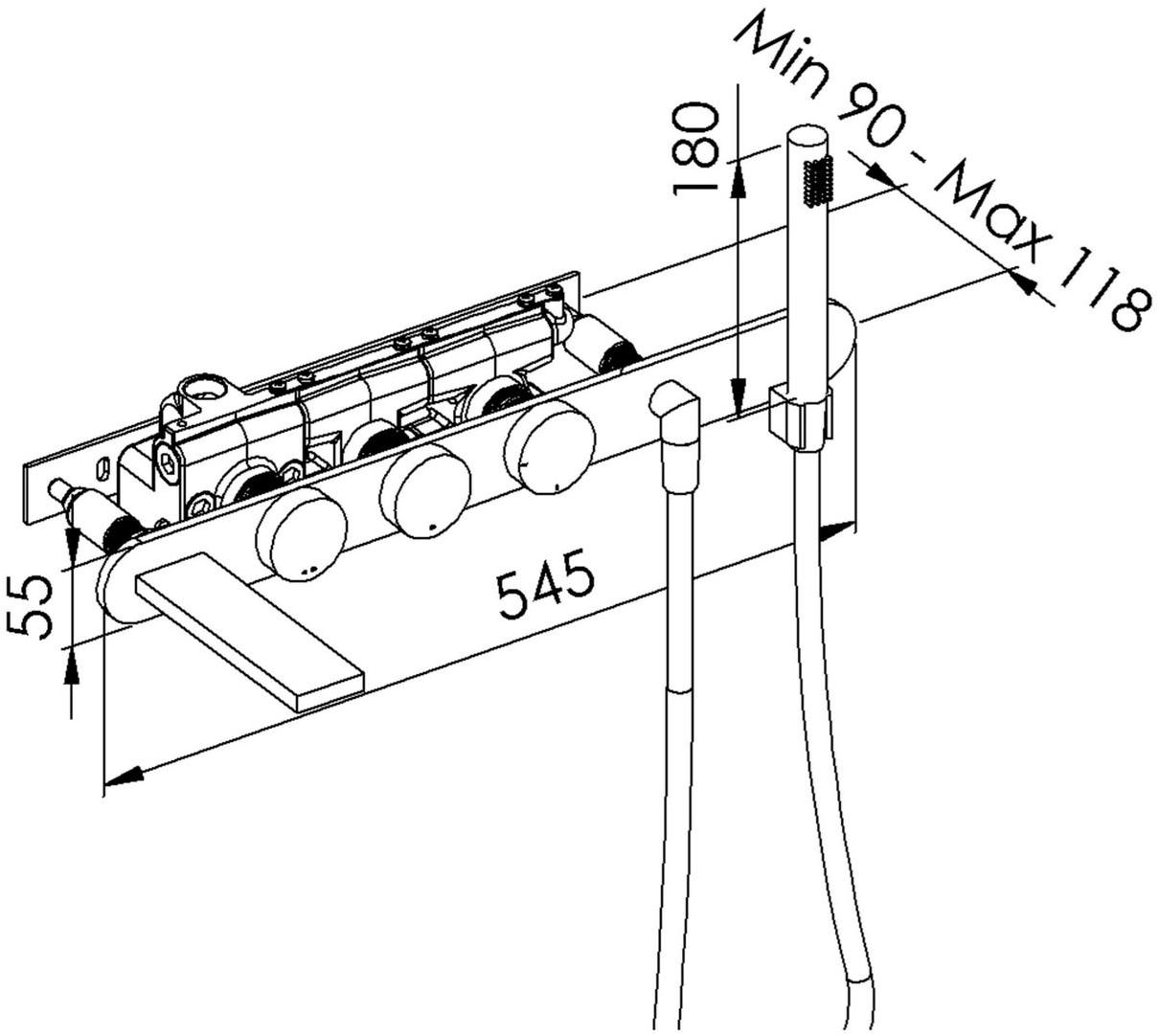 rvb Настенный металлический водопад в современном стиле с ручным душем Tune 4695.--.71 - Вид №1