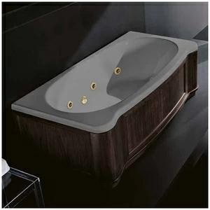Ванна Gruppo treesse New Classic Young STD-V6747-DX-WV-SEZ серая с золотой фурнитурой и гидромассажем прямоугольная правая деревянная панель венге