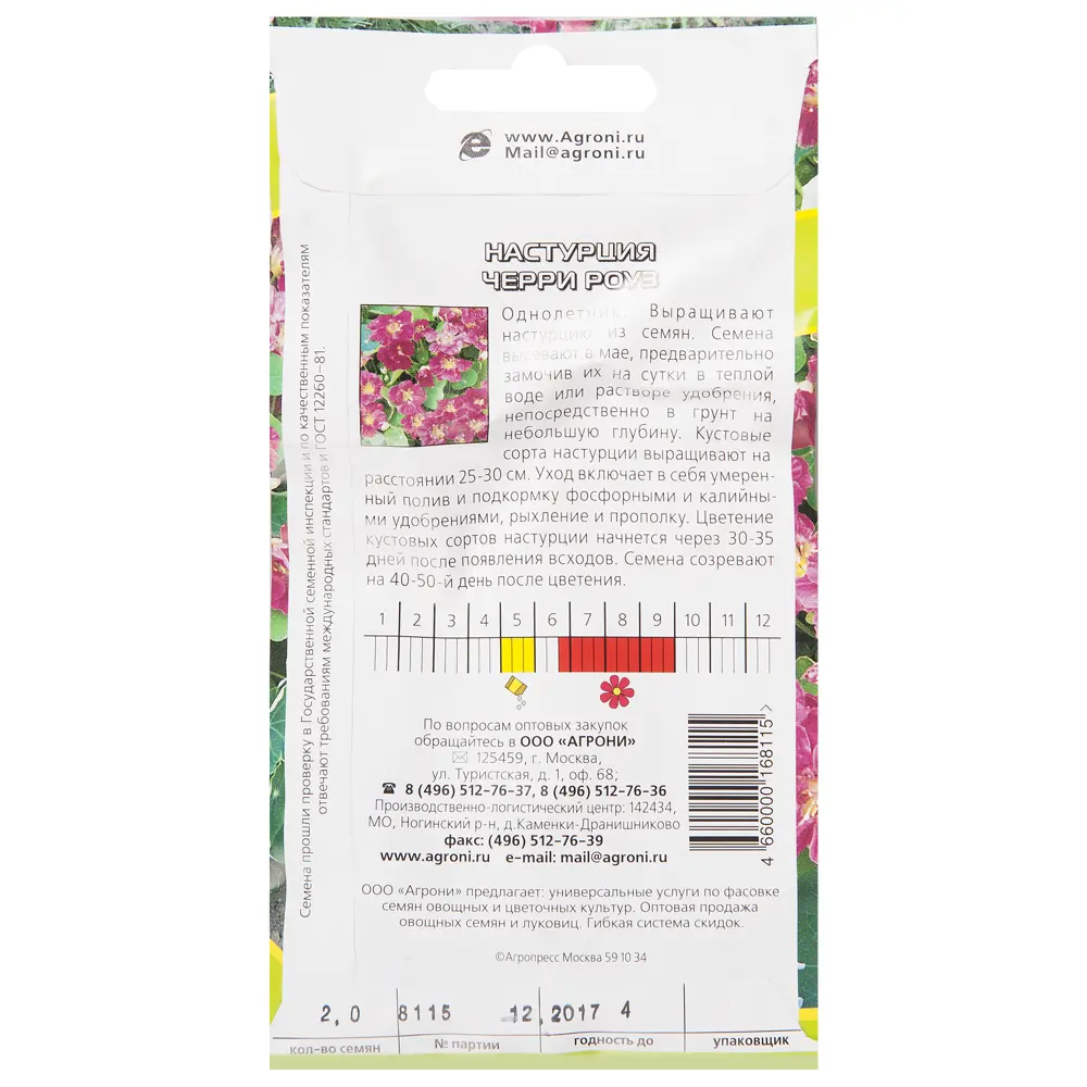 Семена цветов Настурция Черри роуз розовая Agroni 17251404 STLM-2144079  - Вид №1