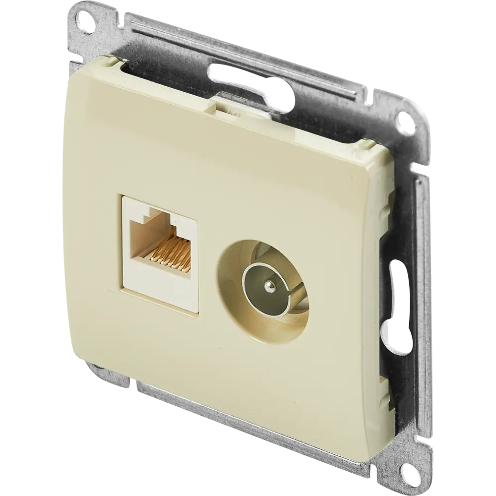 Schneider Electric Glossa - Двойная компьютерная розетка RJ45 с TV-выходом 86710166 STLM-0070786 - Вид №1