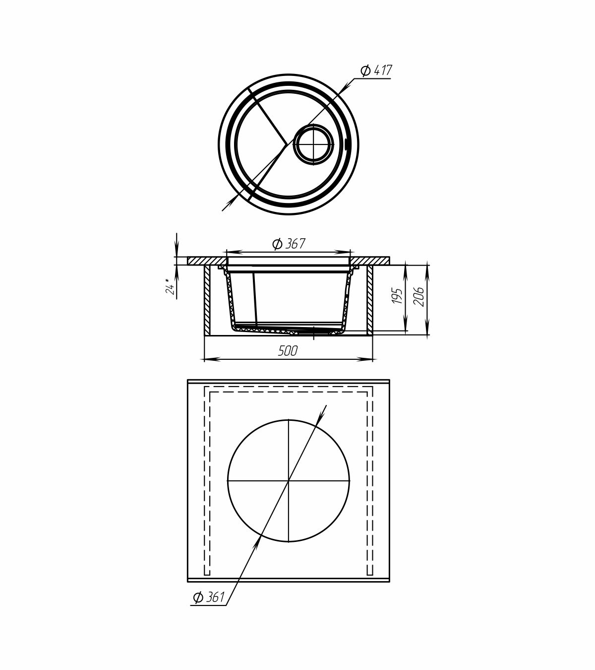 Кухонная мойка подстольного монтажа Kit Kraken Lake 45 Grey  - Вид №4