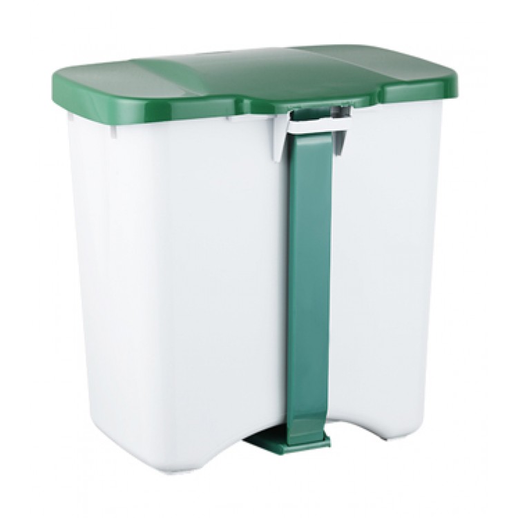 241605 DENOX Контейнер для раздельного сбора мусора с внутренним разделением на 1, 2 или 3 секции с педалью и крышкой 50 л. Белый  - Вид №3