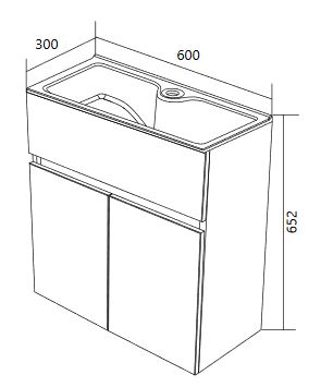 У75337 Тумба с раковиной Mira 60П 2д. Дуб Сонома 1 Marka MIRA - Вид №8