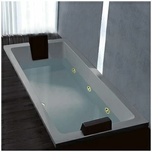 Ванна Gruppo treesse Quadra 199 V0737-SX-SEZ серая с золотой фурнитурой и гидромассажем прямоугольная встроенная левая