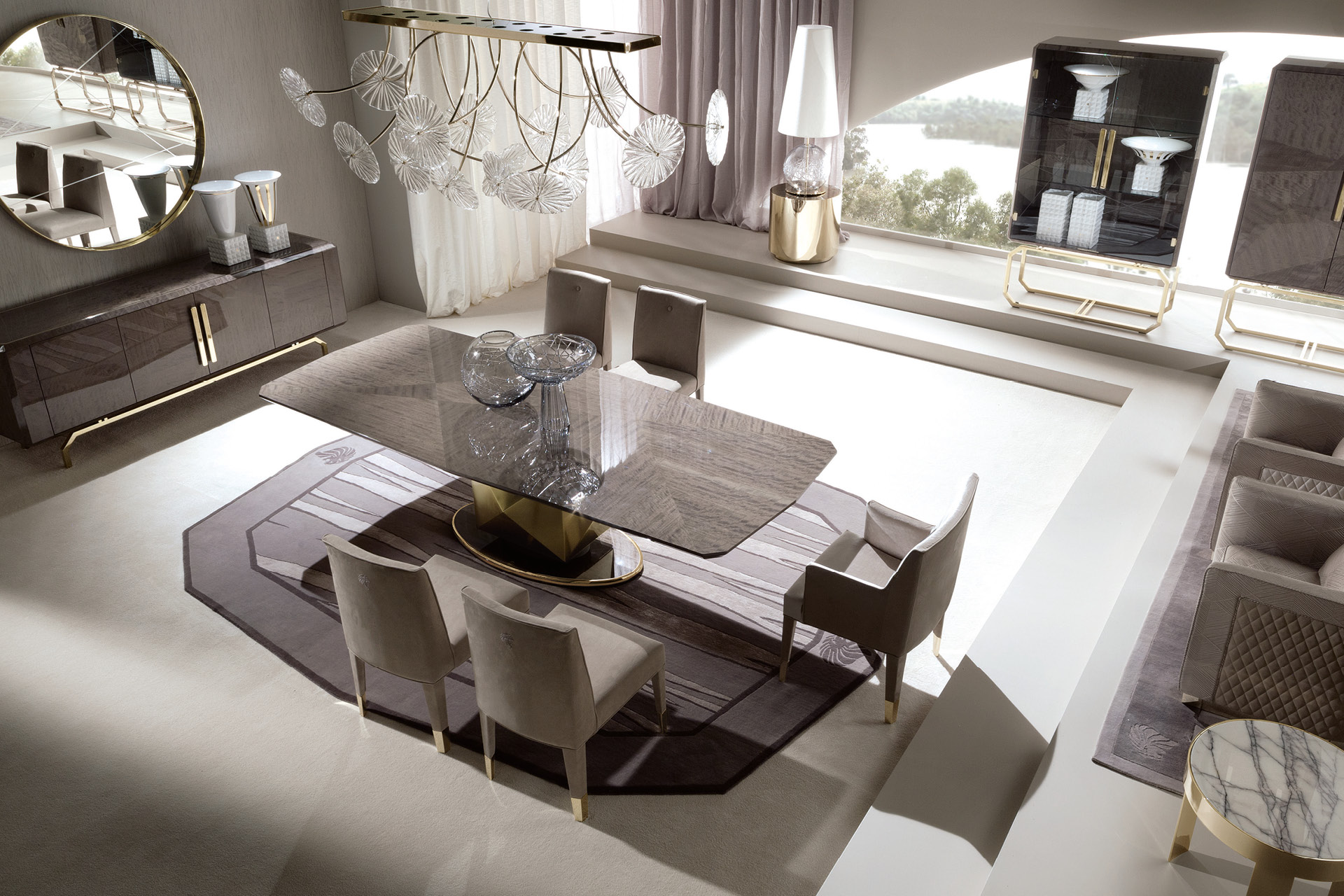 5892 Infinity прямоугольный стол с металлическим основанием в золоте - giorgio collection - Вид №2