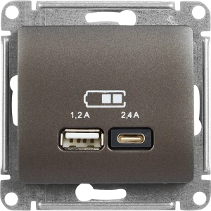 Розетка USB A+С встраиваемая Systeme Electric Glossa цвет графит